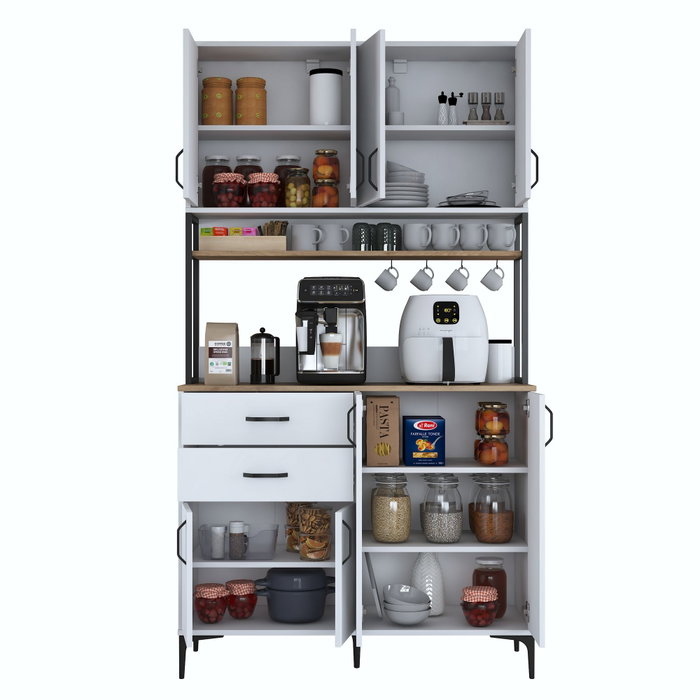 Hanah Home Armario Multiusos Blanco y Nogal JE213 - 4053